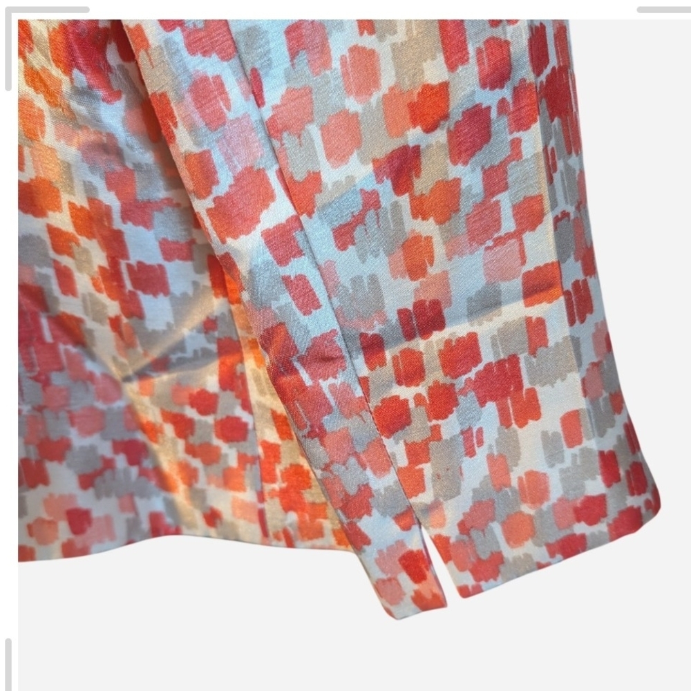 Kasper Coral & White Textured Open-Front Cropped Blazer - Picture 4 of 5